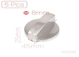 Whole5 Pcslot 8mm Hole Inner Diameter Metal Gas Stove Oven Cooktop Range Burner Rotary Knob Handle Silver Tone8932308