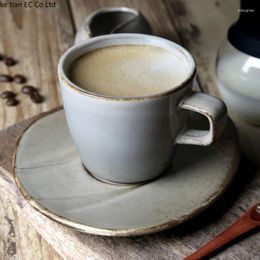 Mugs American Ceramic Retro Coffee Cup And Saucer Simple Latte Garland British Afternoon Tea Mug Couple Utensils Handmade