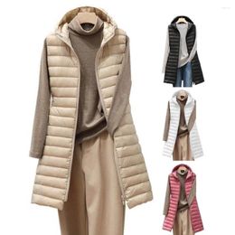 Women's Vests Women Thermal Down Jacket Long Vest Coat Stylish Winter With Hooded Design Mid Length Thick Warm For Lady
