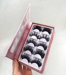 Whole Natural 5D Mink Eyelashes 5pairs Lashes Book Pink Marble Package with 25mm 3D Mink Eyelashes5705587