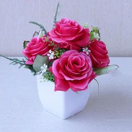 Decorative Flowers Realistic Appearance - Artificial Flower Arrangement For Home Or Garden Potted Plant Bonsai Pink