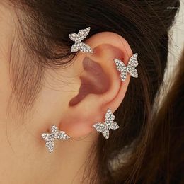 Backs Earrings 1pcs Korean Crystal Butterfly Ear Clip For Women Sparkling Rhinestone Cuff Sweet Wedding Jewellery