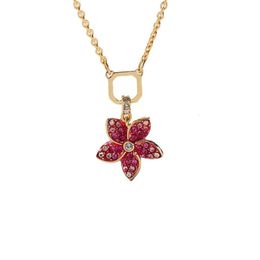 Swarovski Designer Jewellery Necklace Pendant Necklaces Tropical Rainforest Pink Flower Necklace Womens Swallow Crystal Collar Chain