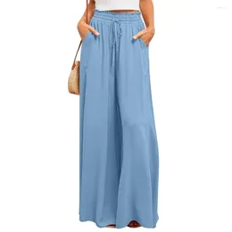 Women's Pants Women Wide-leg Stylish Wide Leg With Side Pockets High Elastic Waist For Dating Dance Loose Fit Culottes