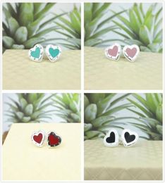 Stud Mrs Sterling Silver European And American Classic Heartshaped Rivets Black Pink Blue Enamel Earrings Women Adorn Article6871537