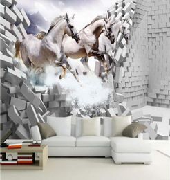 customized wallpaper for walls White horse ride 3d murals wallpaper for living room5015676