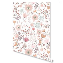 Wallpapers Pink Flower Leaves Contact Paper Lotus Floral Wallpaper Waterproof Self Adhesive For Dresser Vanity Nightstand Home Decor