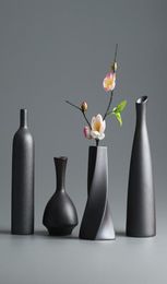 Modern Ceramic Vase creative black Tabletop Vases thydroponic containers flower pot Home Decor crafts Wedding decoration T2006244066251