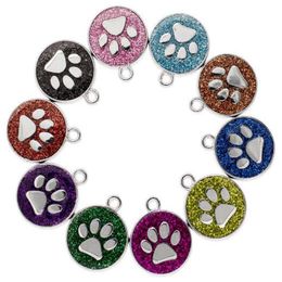 20PCSlot Colours 18mm footprints Cat Dog paw print hang pendant charms fit for diy keychains fashion jewelrys1909796