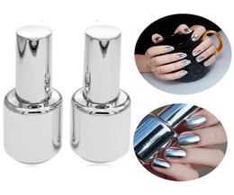 2 Bottles 15ml Silver Mirror Effect Nail Polish Varnish Top Coat Metallic Nails Art Tips DIY Manicure Design Tools Set1314823