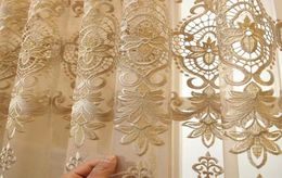 European Royal Luxury Beige Tulle Curtain for Bedroom Window Curtain for Living Room Elegant Drapes European Home Decor 3624 LJ201602204