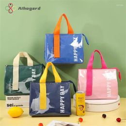 Dinnerware PU Waterproof Lunch Bag Thickened Insulation Lunchbox Simple Solid Colour Work Students Family Kitchen Accessories