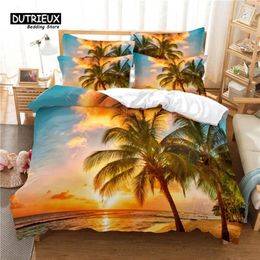 Bedding Sets Coconut Tree Beach Set 3Pcs Duvet Cover Soft Comfortable Breathable For Bedroom Guest Room Decor