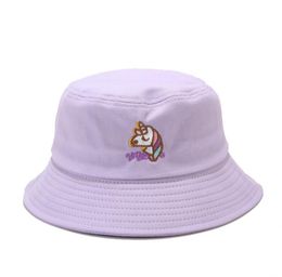 Casual Sun Hat Cute Bucket Hat Women Cartoon Unicorn Bob cap Hip Hop Fishing Cap Summer Panama Fisherman caps6591142