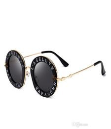 Trending products 2018 Bee designer brand luxury women sunglasses pink fashion round letter pattern vintage black retro sunglasses1926248