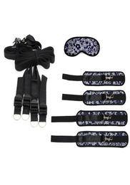 2017 New Rushed Nice Purple Satin Underbed Restraint Kit Handcuffs Ankle Cuffs And Blindfold Sex Reatraint Systom Products for 5232506