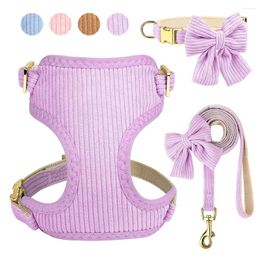 Dog Collars 3pcs/lot Collar Harness And Leash Set Cute WIth Bowtie Soft Vest For Small Medium Dogs Walking