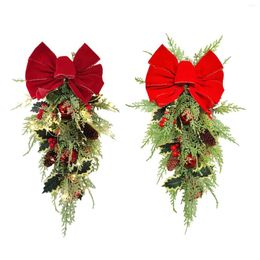 Decorative Flowers Artificial Christmas Wreath Green Leaves Outside For Front Door Dining Room Party Wedding Garden El