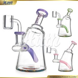 Small Dab Rig Oil Rigs Smoking Water Pipe Mini Heady Glass Bong Bubbler American Color Base with 14mm Quartz Banger 5.6''