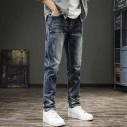 Men's Jeans High-end American Style Retro Wash Personality Brand Men Slim Feet Spring Casual Straight Leg Pants