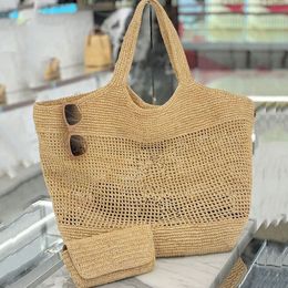 10A Designer Bag Tote Bag Raffias Straw Shoulder Bag Luxury Handbag Womens Large Icare Classic Beach Handbag Luxury Grade Straw Woven Metal Letter Crossbody Bag
