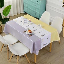 Table Cloth 2024 Tablecloth Waterproof Oil-Proof TPU Film Craft Rectangular Household Runner Nordic Simple