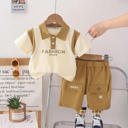 Clothing Sets Children's Summer Suits 2024 Baby Boy Clothes 1 To 5 Years Letter Turn Down Collar Short Sleeve T-shirts And Shorts Kids Set