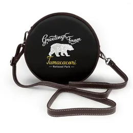 Shoulder Bags Bear Bag Female Gifts Round Vintage Leather Travel Purse