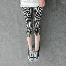 Women's Pants Summer Fashion Zebra Print Capri Stretch Comfortable Thin Slim Sexy Tie Casual Style Leggings Middle