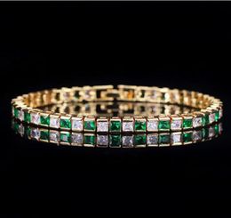 Choucong Brand New Wedding Bracelets Luxury Jewellery 18k Gold Fill Princess Cut 5A Cubic Zircon Emerald Gemstones Eternity Party Wo3161352