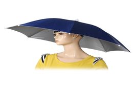 26quot Diameter Elastic Band Fishing Headwear Umbrella Hat Dark Blue8342238