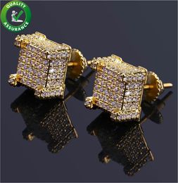 Designer Earrings Hip Hop Jewellery Luxury Stick Earring Mens Stud Earings Iced Out Diamond Cubic Zirconia Jewellry Gold Silver Blin4286574