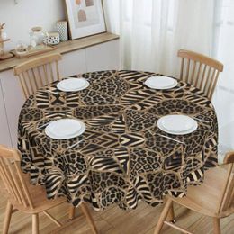 Table Cloth Round Animal Print Waterproof Tablecloth 60 Inches Cover For Kitchen Dinning