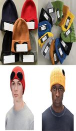 14 Color Designer Autumn Windbreak Beanies Two Lens Glasses Goggles Hat CP Men Knitted Hats Face Mask Skull Caps Outdoor Casual Sp5827065