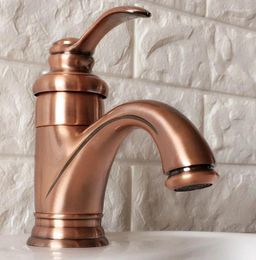 Bathroom Sink Faucets Antique Red Copper Brass 1 Hole Deck Mount Faucet Cold Mixer Water Tap 2nf391