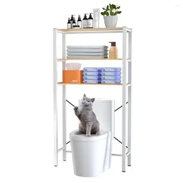 Storage Boxes 3-Tier Bathroom Organiser Shelf Over The Toilet Eco-Friendly Wood With Adjustable Feet Pads Stable & Stylish Adult