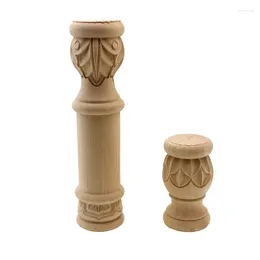 Decorative Figurines RUNBAZEF Bed Pillar Cabinet Head Ball Staircase Wood Carving Cylindrical Column Furniture Applique Home Decoration