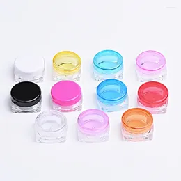 Storage Bottles 200pcs Empty 2g Small Clear Square Round Plastic PS Jar Cosmetic Sample Pot Nail Art Gel Box Crafts Case