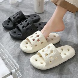 Slippers ASIFN Summer Women Home Thick Sole Soft Bath Anti-slip Shoes For Leisure Hollow-out Comfortable Sandals Couple