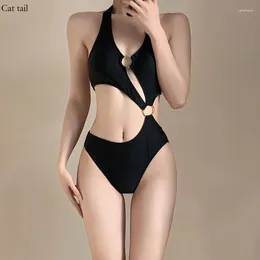 Women's Swimwear 2024 Bikini Black Sexy High Waist One Piece Luxury Swimsuit Spicy Girl Spring Pool Party Fashion Matching