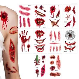 Party Decoration Wound Body Sticker Halloween Fake Scars Simulation Scar Tattoo Blood Scratches Makeup Kit Set Decal Art Props