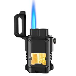 High Quality Waterproof Transparent Metal Lighter Stainless Steel Blue Flame Torch Lighter