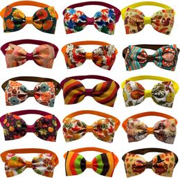 Dog Apparel 50pcs Fall Pet Supplies Thanksgiving Neckties Cat Bow Tie Collar Pumpkin Puppy Grooming Products