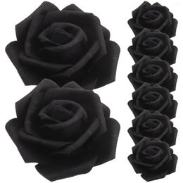 Decorative Flowers 100 Pcs Black Decorations Head Decor Faux Fake Roses Foam Decorate Bulk Bride