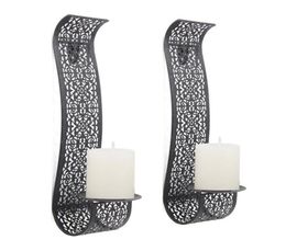 Candle Holders Hollow Metal Candlestick Wall Hanging Pastoral Pillar Decoration Wedding Sconces Home Holder Mounted4426392