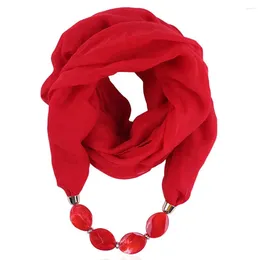 Scarves Scraf Women Cotton Linen Necklace Pendant Scarf Fashion Ethnic Style Soft Vacation Solid Colour Neck