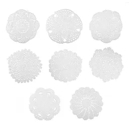 Table Mats 8Pcs Plate Pads Round Hand Crochet Coasters Insulation Placemats