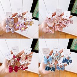 Hair Accessories 10pcs/set Cute Kids Girl Band Fashion Solid Color Series Bowknot Elastic Rope For Toddler Sweet Pricess Headwear