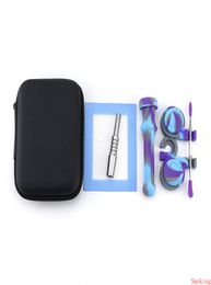 Silicone Collector NC Kit Set with Titanium Nail Dabber Tool Silicon Cap Holder Wax Container Mat Zipper Case Concentrate DHL2361853