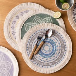 Table Mats Braid Handmade Nordic Cotton Embroidery Bohemian Style Kitchen Round Home Decor Heat Insulation Pads Mat Placemat